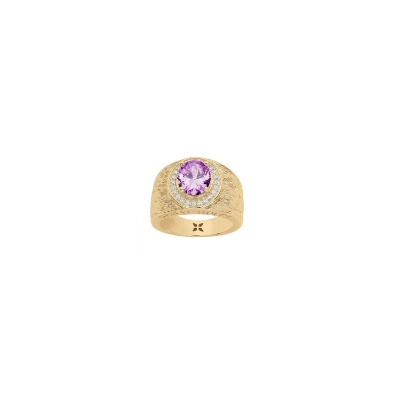 Bague plaqué or GRIFFE ROUGE pierre violette