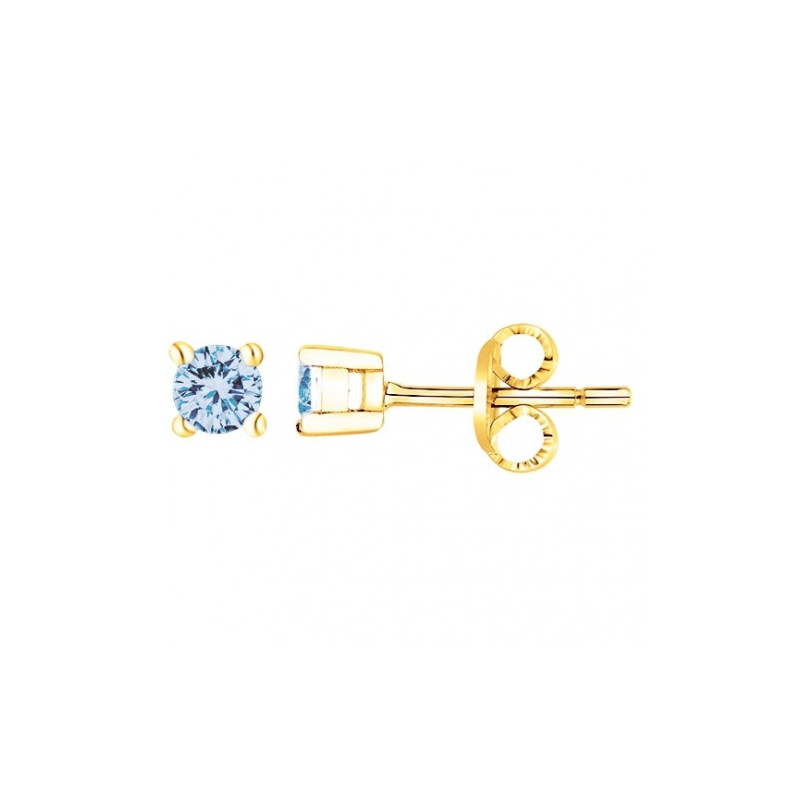 Boutons plaqué or 4 griffes oxyde bleu