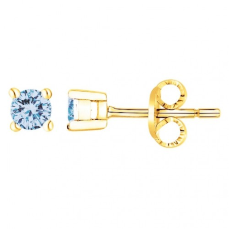 Boutons plaqué or 4 griffes oxyde bleu