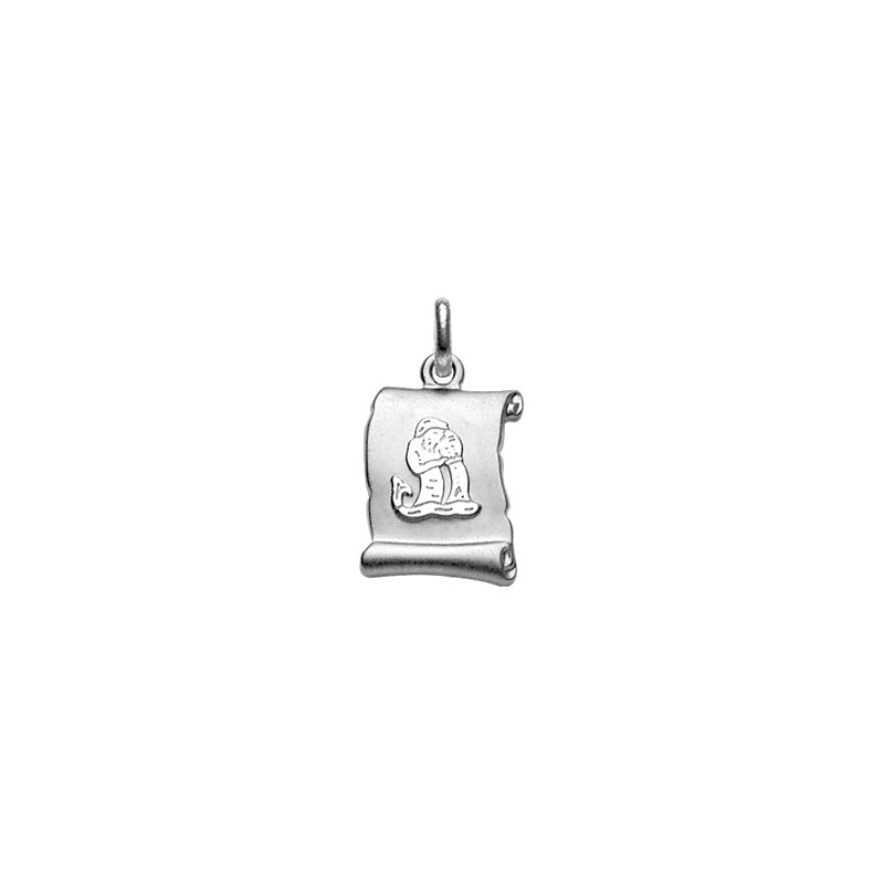 Pendentif argent parchemin signe du zodiaque verseau
