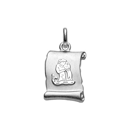 Pendentif argent parchemin signe du zodiaque verseau