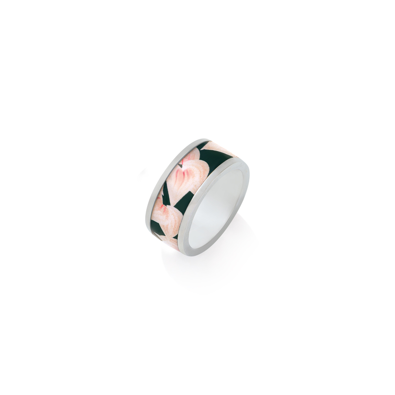 Bague laiton argenté CHRISTIAN LACROIX émail coloré 10 mm
