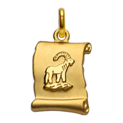 Pendentif plaqué or parchemin signe du zodiaque capricorne