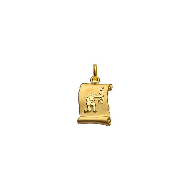 Pendentif plaqué or parchemin signe du zodiaque sagittaire