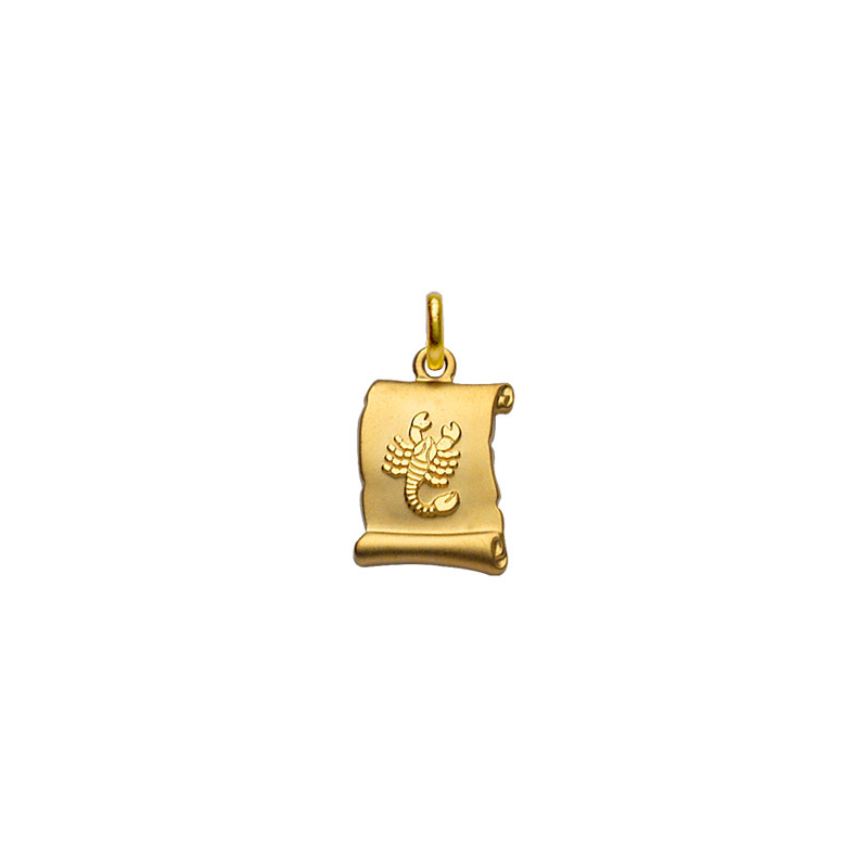 Pendentif plaqué or parchemin signe du zodiaque scorpion