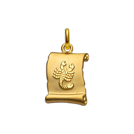 Pendentif plaqué or parchemin signe du zodiaque scorpion