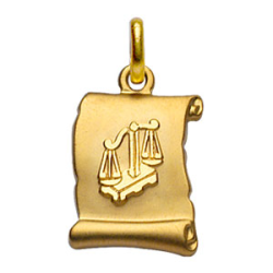 Pendentif plaqué or parchemin signe du zodiaque balance