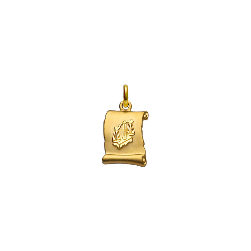 Pendentif plaqué or parchemin signe du zodiaque balance