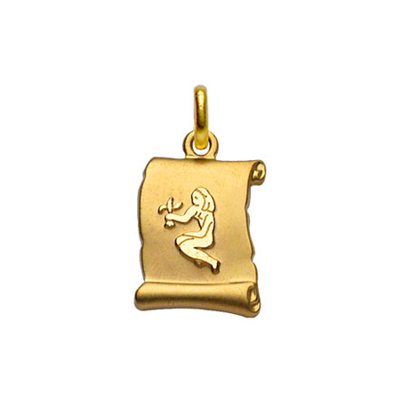 Pendentif plaqué or parchemin signe du zodiaque vierge
