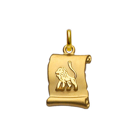 Pendentif plaqué or parchemin signe du zodiaque lion