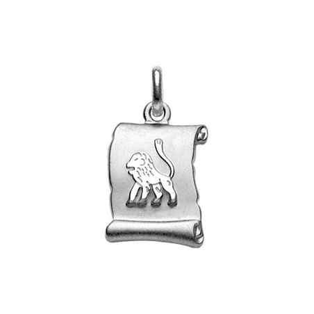 Pendentif argent parchemin signe du zodiaque lion