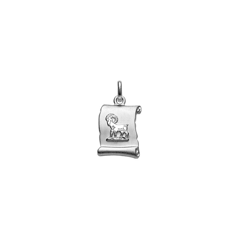 Pendentif argent parchemin signe zodiaque bélier