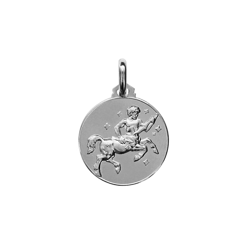 Médaille ronde argent signe du zodiaque sagittaire