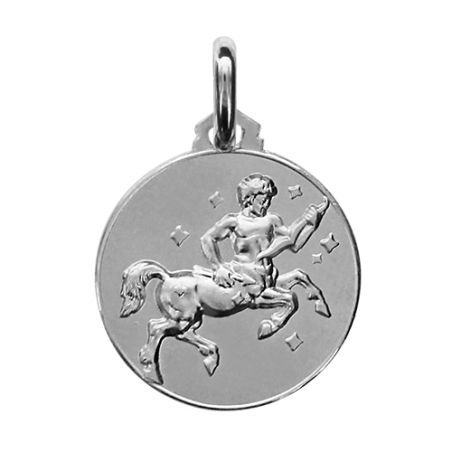 Médaille ronde argent signe du zodiaque sagittaire