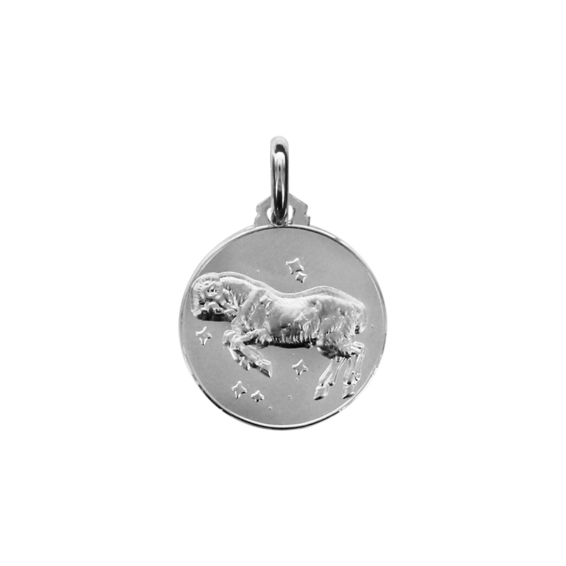 Médaille ronde argent signe du zodiaque bélier