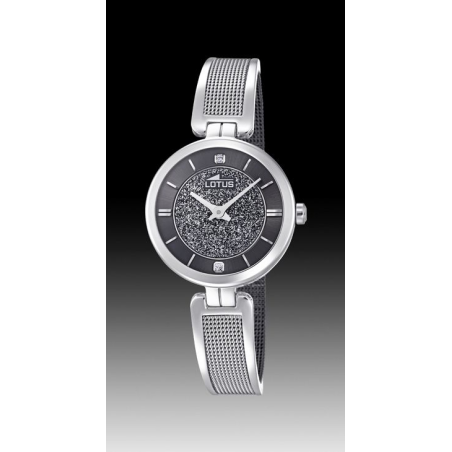 Montre dame LOTUS tout acier fond noir brillant