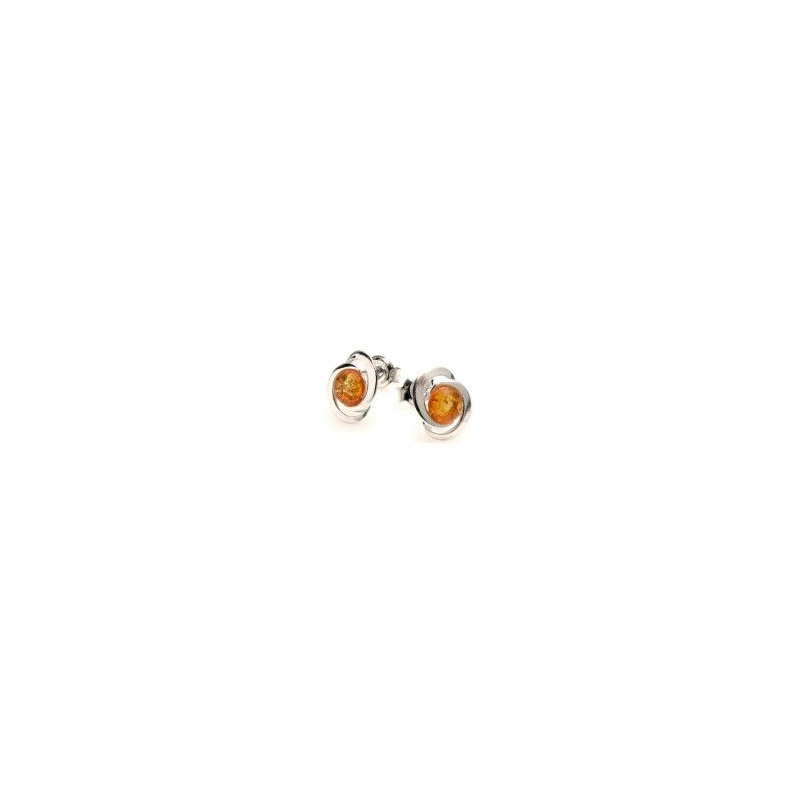 Boucles d'oreilles boutons argent ambre