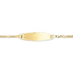 Bracelet identité bébé or jaune 18 carats plaque tonneau