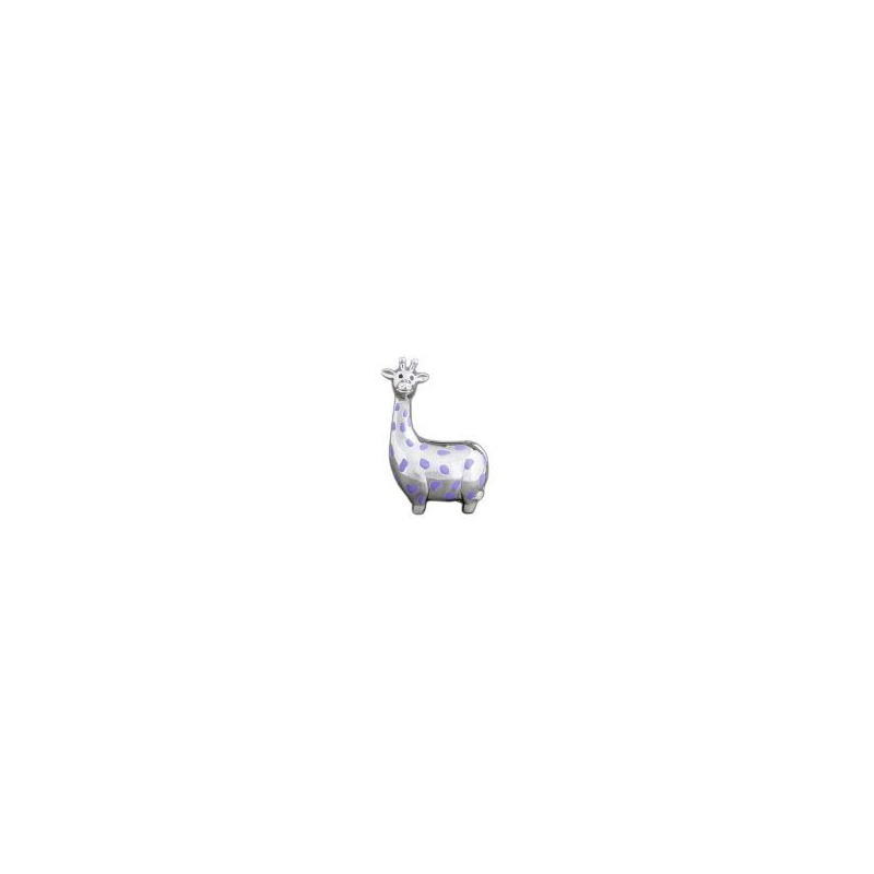 Tirelire argentée girafe pois mauves