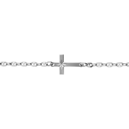 Bracelet argent grain de café motif croix centrale