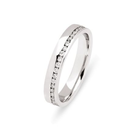 Alliance or blanc 18 carats avec rail diamants tour complet