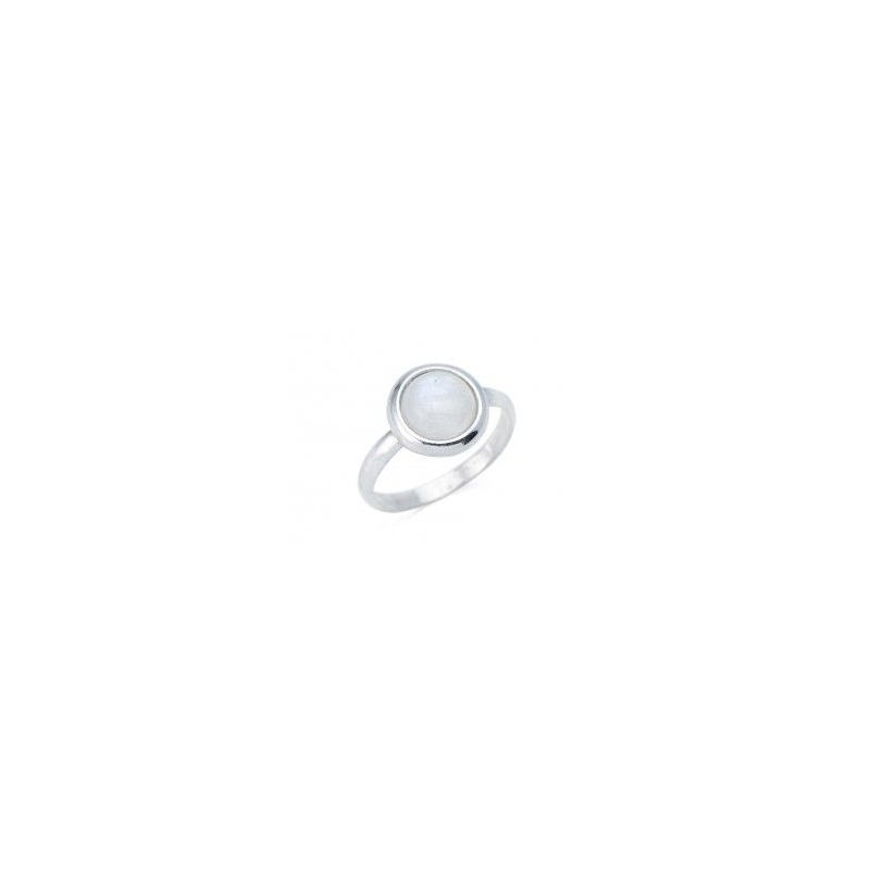 Bague pierre de lune sertie en argent rhodié
