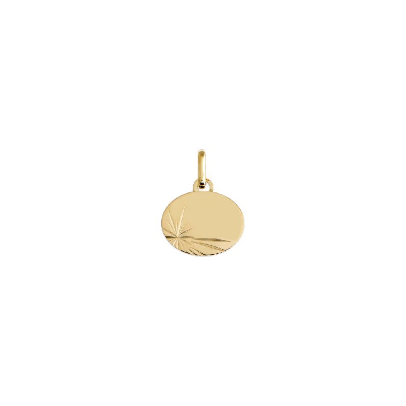 Pendentif plaque ovale diamantée or jaune 18 carats