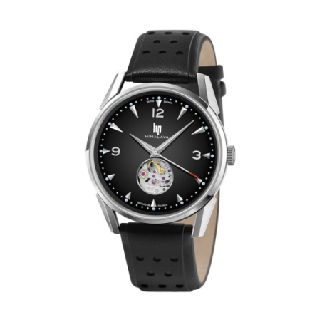 Montre LIP Himalaya automatique coeur battant fond et bracelet cuir noir