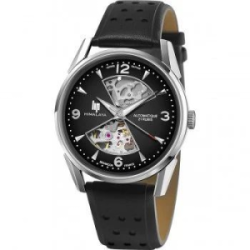 Montre automatique homme LIP Himalaya sablier fond et bracelet cuir noirs