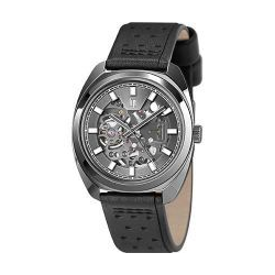 Montre Automatique LIP Général de Gaulle acier et bracelet cuir noir