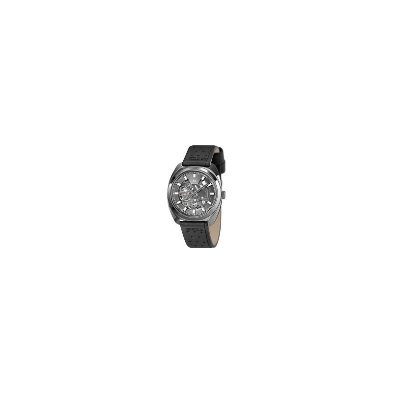 Montre Automatique LIP Général de Gaulle acier et bracelet cuir noir