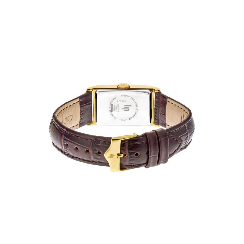 Montre LIP Churchill T18 boite doré bracelet cuir marron