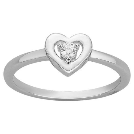 Bague argent motif coeur un oxyde central