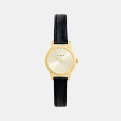 Montre CLYDA doré bracelet cuir noir