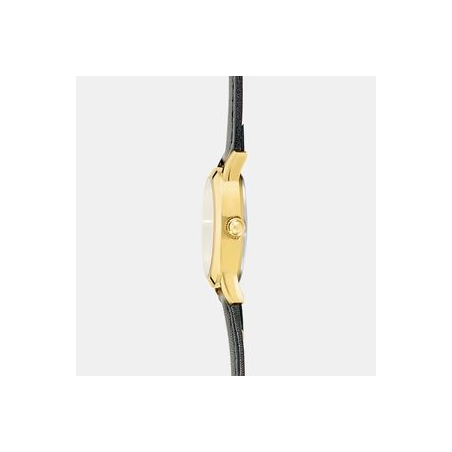 Montre CLYDA doré bracelet cuir noir