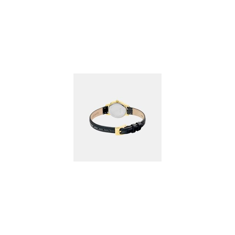 Montre CLYDA doré bracelet cuir noir