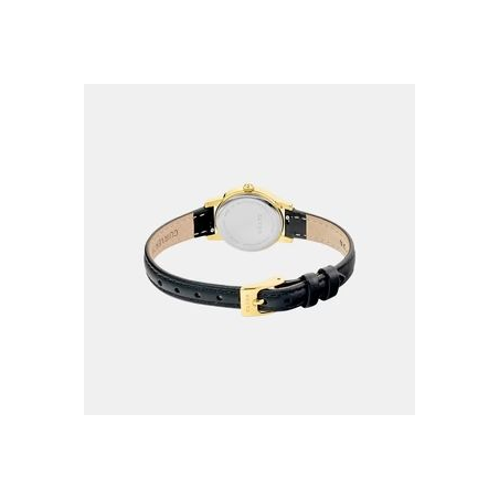 Montre CLYDA doré bracelet cuir noir