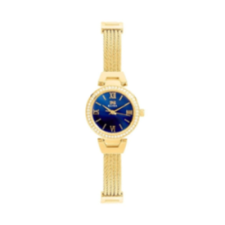 Montre CLYDA tout acier doré fond bleu