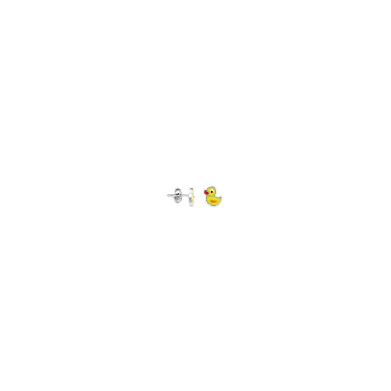 Boucles d'oreilles argent canard jaune laqué